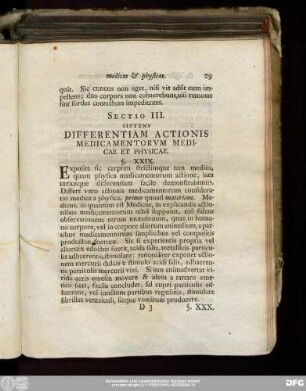 Sectio III. Sistens Differentiam Actionis Medicamentorum Medicae Et Physicae.