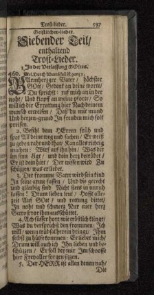 Geistlicher-lieder Siebender Teil/ enthaltend Trost-Lieder.