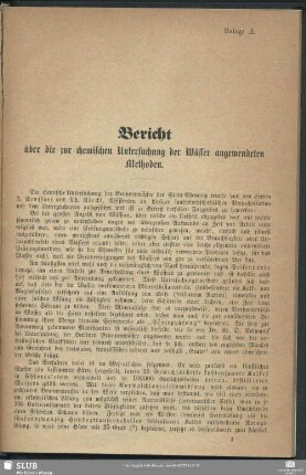 Bericht über die zur chemischen Untersuchung der Wässer angewendeten Methoden.