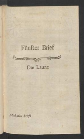 Fünfter Brief. Die Laune