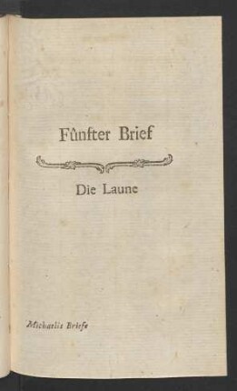 Fünfter Brief. Die Laune