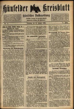 Ausgabe vom Dienstag, den 26. Januar 1926.
