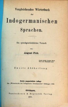 Vergleichendes Wörterbuch der indogermanischen Sprachen : ein sprachgeschichtlicher Versuch. 2