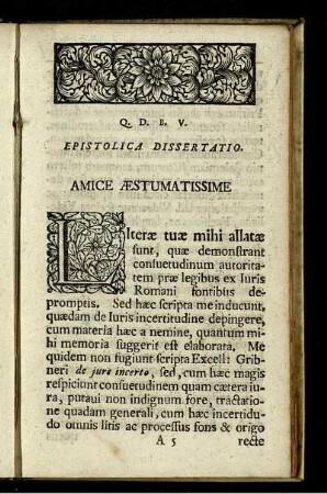Epistolica Dissertatio.