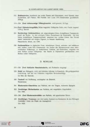D. Mobiliar (Nr. 357-391)