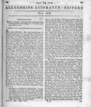 Ideler, L.: Handbuch der mathematischen und technischen Chronologie. Bd. 1. Berlin: Rücker 1825 (Beschluss der im vorigen Stück abgebrochenen Recension)