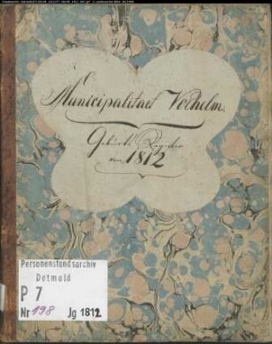 Zivilstandsregister der Munizipalität Vorhelm (G 1812). (Gemeinde: Vorhelm, Kreis Beckum)