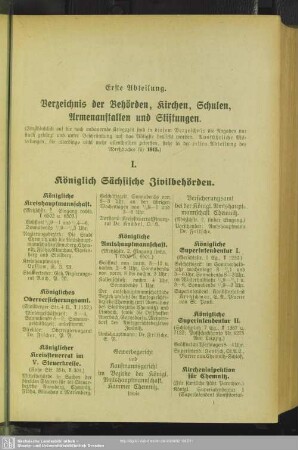 I. Königlich Sächsische Zivilbehörden