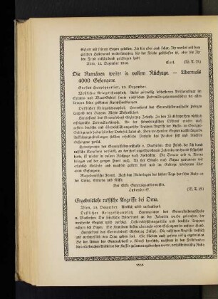Die Rumänen weiter in vollem Rückzuge. - Abermals 4000 Gefangene.