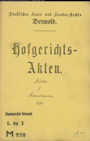 Müller, Dietrich in Lemgo gegen Johann Henrich Bovenhausen in Lemgo - Schuldforderung