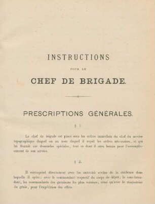 Prescriptions générales