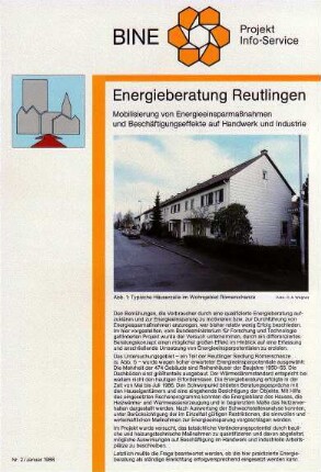 Energieberatung Reutlingen. Mobilisierung von Energiesparmaßnahmen und Beschäftigungseffekte auf Handwerk und Industrie.
