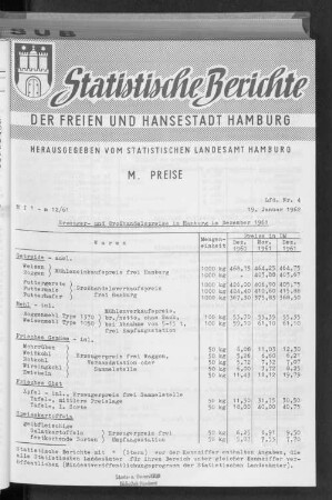 Erzeuger- und Großhandelspreise in Hamburg im Dezember 1961 : Lfd. Nr. 4