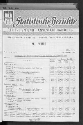 Erzeuger- und Großhandelspreise in Hamburg im Dezember 1961 : Lfd. Nr. 4