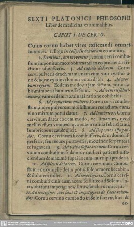 Sexti Platonici Philosophi Liber de medicina ex animalibus