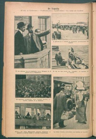 De España : El rey de Santander.- Manifestaciones republicanas.- La reina en Londres.