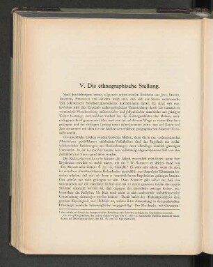 V. Die ethnographische Stellung.