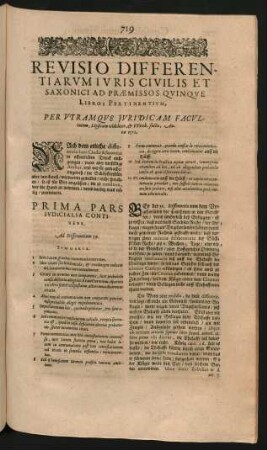 Prima Pars Iudicialia Continens.