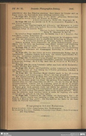 Eingegangen bei der Redaction