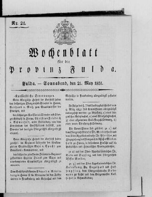 Nr. 21, Ausgabe vom 21. Mai 1831