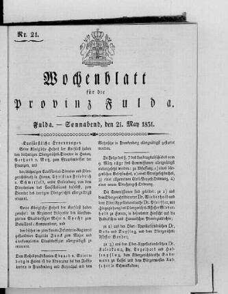 Nr. 21, Ausgabe vom 21. Mai 1831