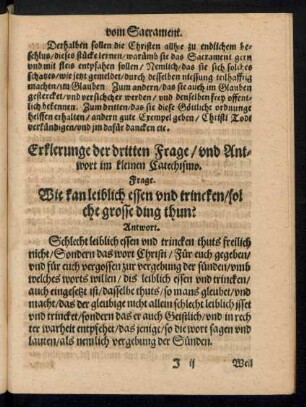 Erklerunge der dritten Frage/ und Antwort im kleinen Catechismo.