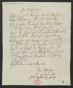 Brief an B. Schott's Söhne : 26.03.1822