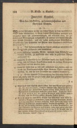 Zweytes Kapitel. Von den stärkenden, zusammenziehenden und stiptischen Mitteln