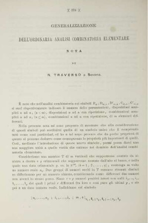 Generalizzazione dell'Ordinaria Analisi Combinatoria Elementare.