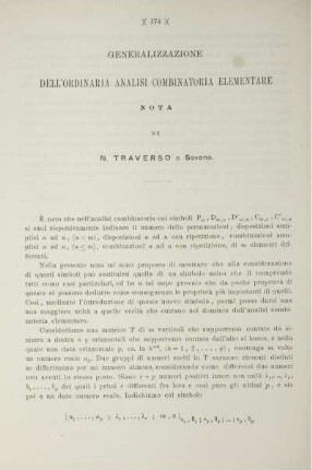 Generalizzazione dell'Ordinaria Analisi Combinatoria Elementare.