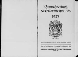 Adressbuch Stadt Münster 1927