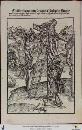 Holzschnitt “Christus deponitur de cruce a Joseph et Nicodemo…”