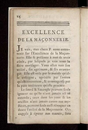 Excellence de la Maconnerie