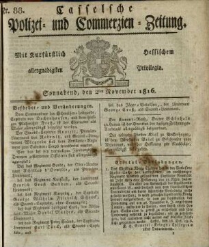 Nr. 88, Sonnabend, den 2ten November 1816
