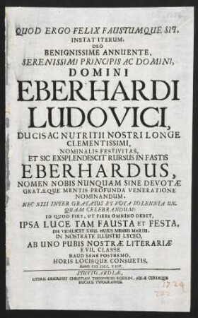 Quod ergo felix faustumque sit, instat iterum, Deo benignissime annuente...