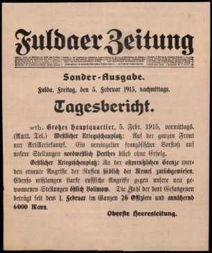 Ausgabe vom Freitag, den 05. Februar 1915.