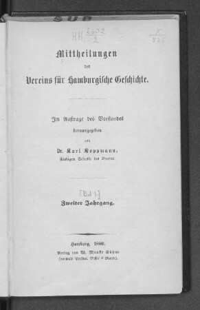 [1. Bd.] 2.1880: Mitteilungen des Vereins für Hamburgische Geschichte