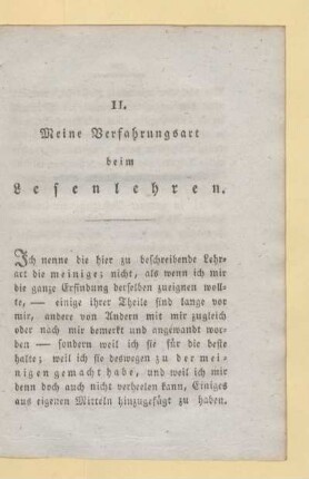 II. Meine Verfahrungsart beim Lesenlehren