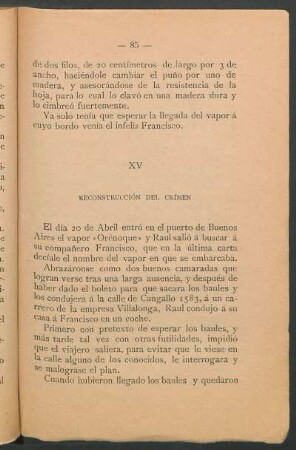 XV - Reconstrucción del crímen