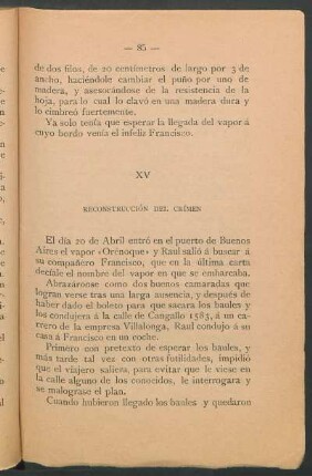 XV - Reconstrucción del crímen