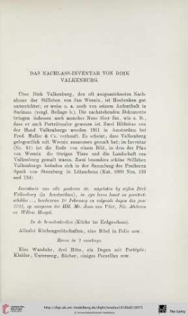 Das Nachlass-Inventar von Dirk Valkenburg