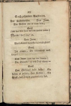 Sechzehnter Auftritt. Der Kerkermeister. Don Juan. Der Richter [...]