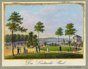 Ansicht vom Linckeschen Bad, Lithographie, 1820 : Das Linkesche Bad. - Dresden : C. Pohl, [1832/1838]. - 1 Kunstblatt : Lithographie ; 15,1 x 10,5 cm