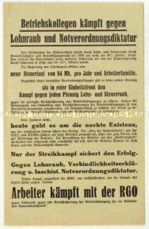 Aufruf zur Unterstützung der Revolutionären Gewerkschafts-Opposition