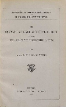 Die Umwandlung einer Aktiengesellschaft in eine Gesellschaft mit beschränkter Haftung