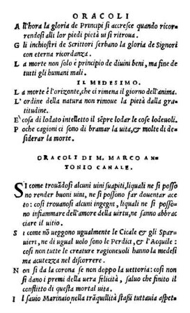 Oracoli Di Marco Antonio Canale.