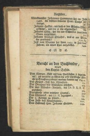 Bericht an den Buchbinder, von wegen den Kupfer-Tafeln