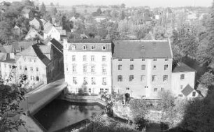 Bautzen. Hammermühle, Ansicht von der Nikolaikirchenruine