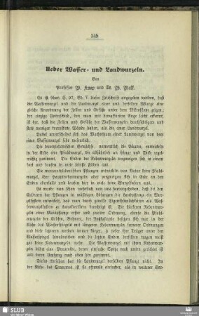 Ueber Wasser- und Landwurzeln