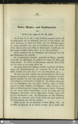 Ueber Wasser- und Landwurzeln